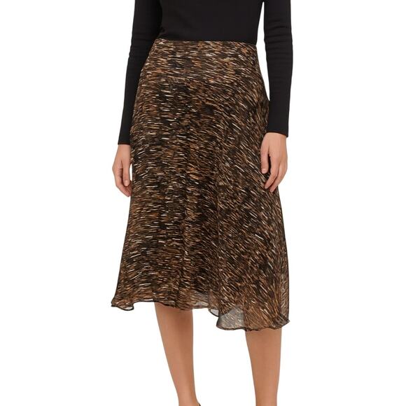 Misa Los Angeles Tiger Print Asymmetrical Ruffle Midi Skirt Size S 90s Style - Picture 1 of 10